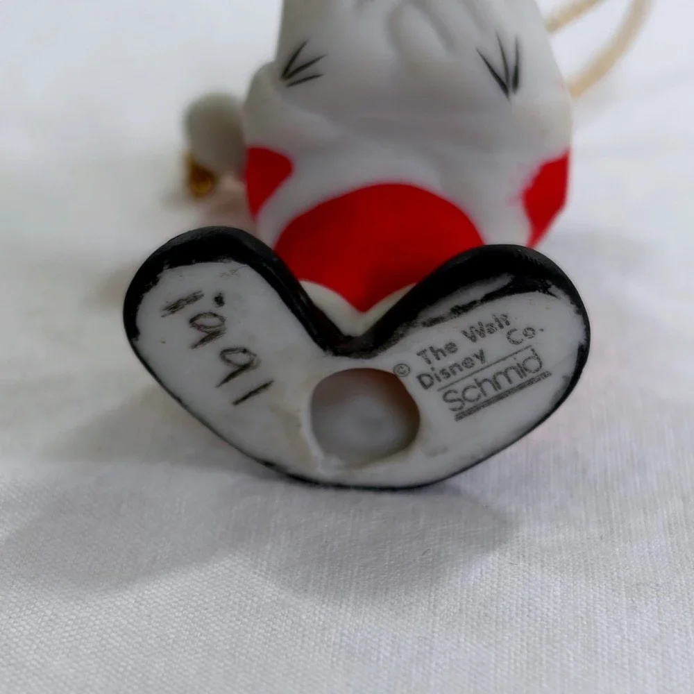 Vintage 1991 Disney Schmid Mickey Mouse Santa Christmas Ornament Figurine Gift
